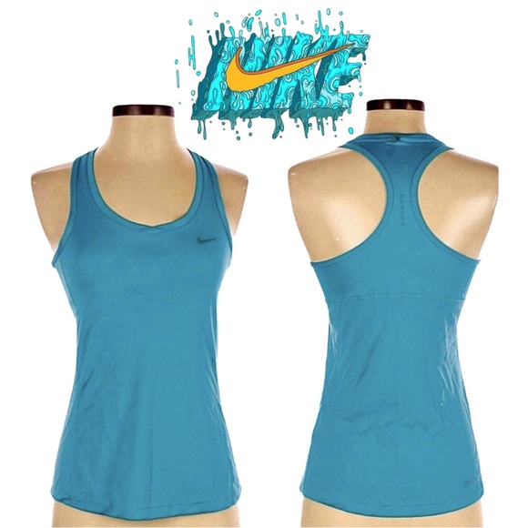 Nike Tops - Nike Running Dri Fit Turquoise Racerback Tank Top